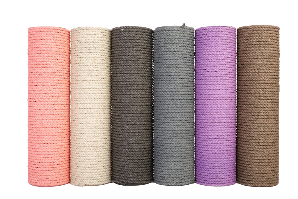 Set of six cat scratch replacement post in different colors on a white background