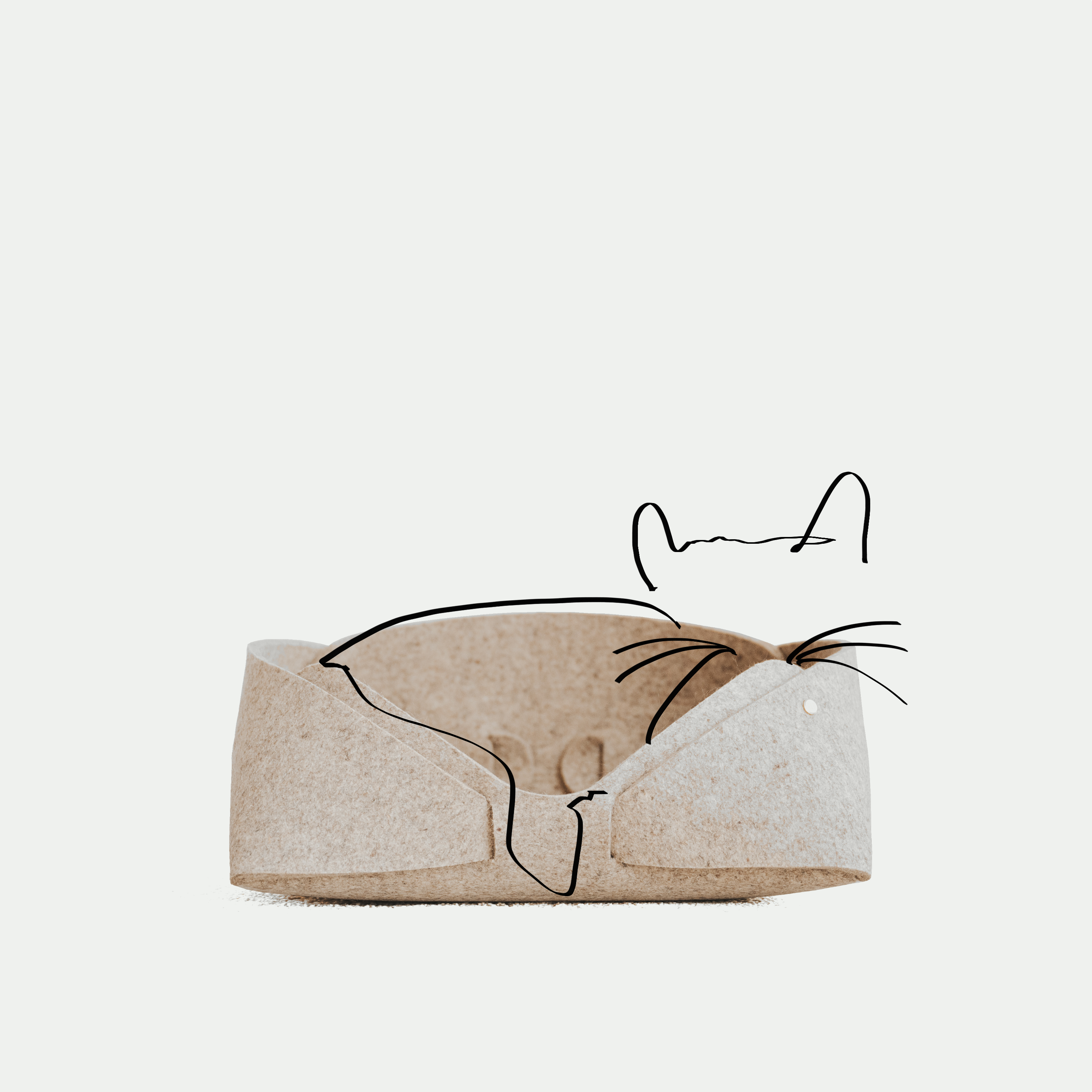 Cat-shaped pillow with a plain background