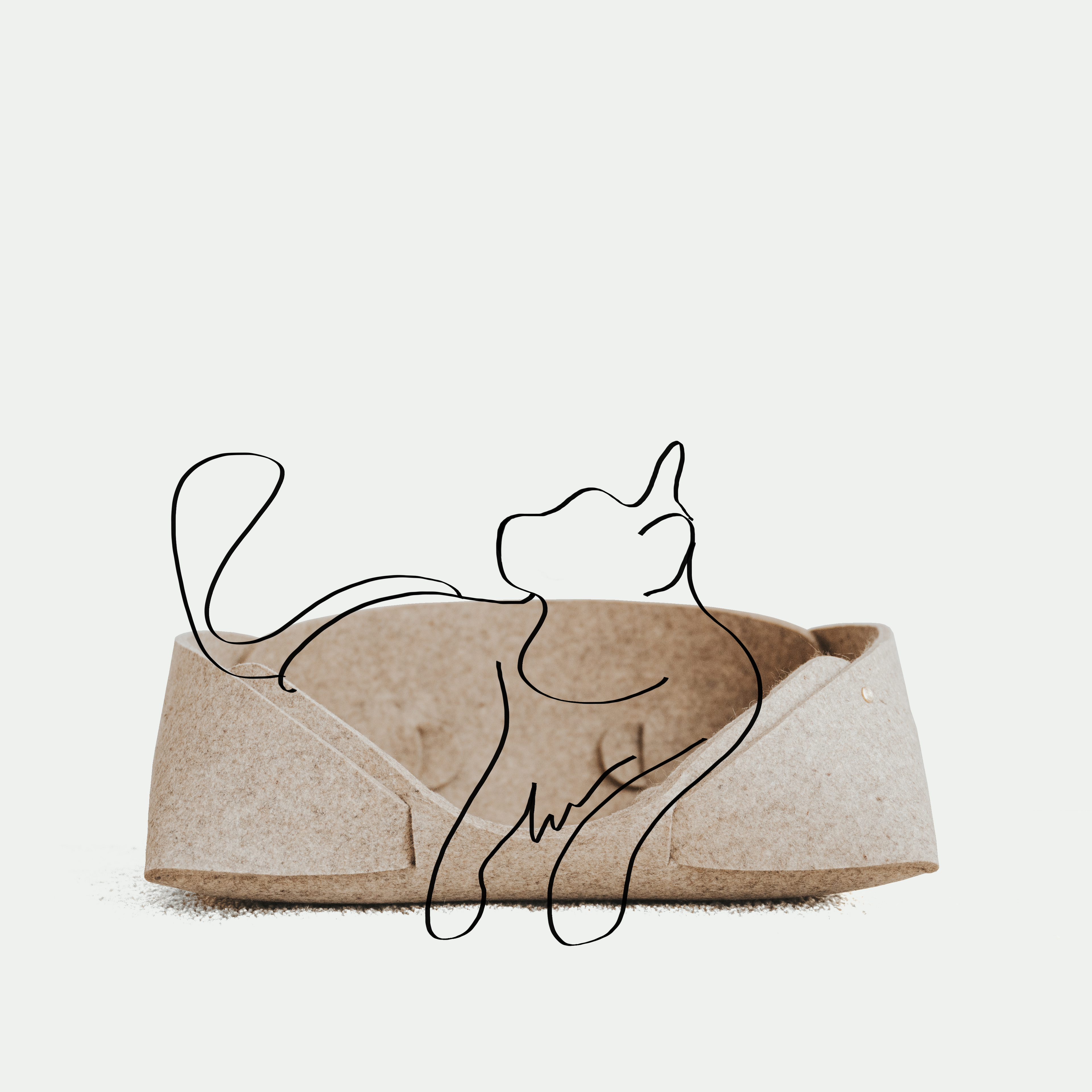 Cat bed with a cat outline on a white background