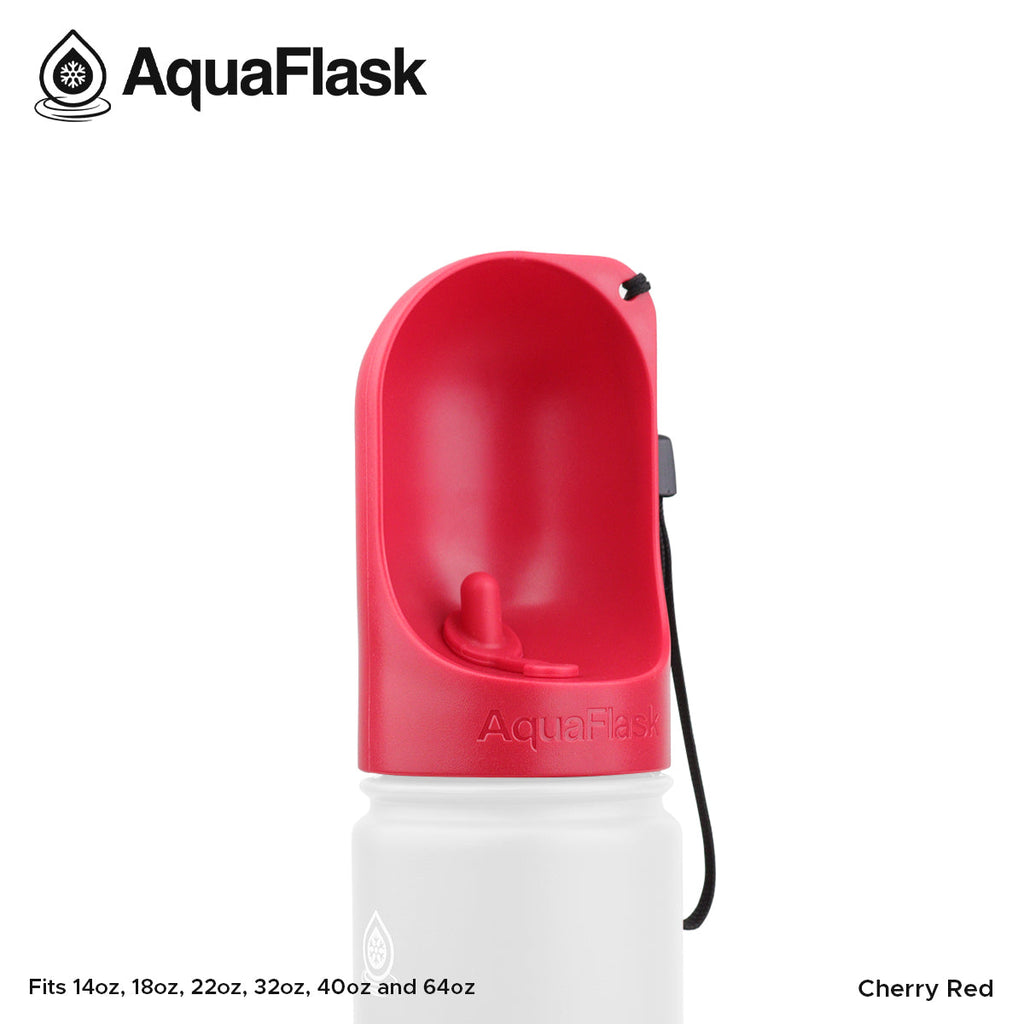 Red AquaFlask water bottle on a white background