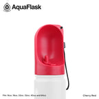 Red AquaFlask water bottle on a white background