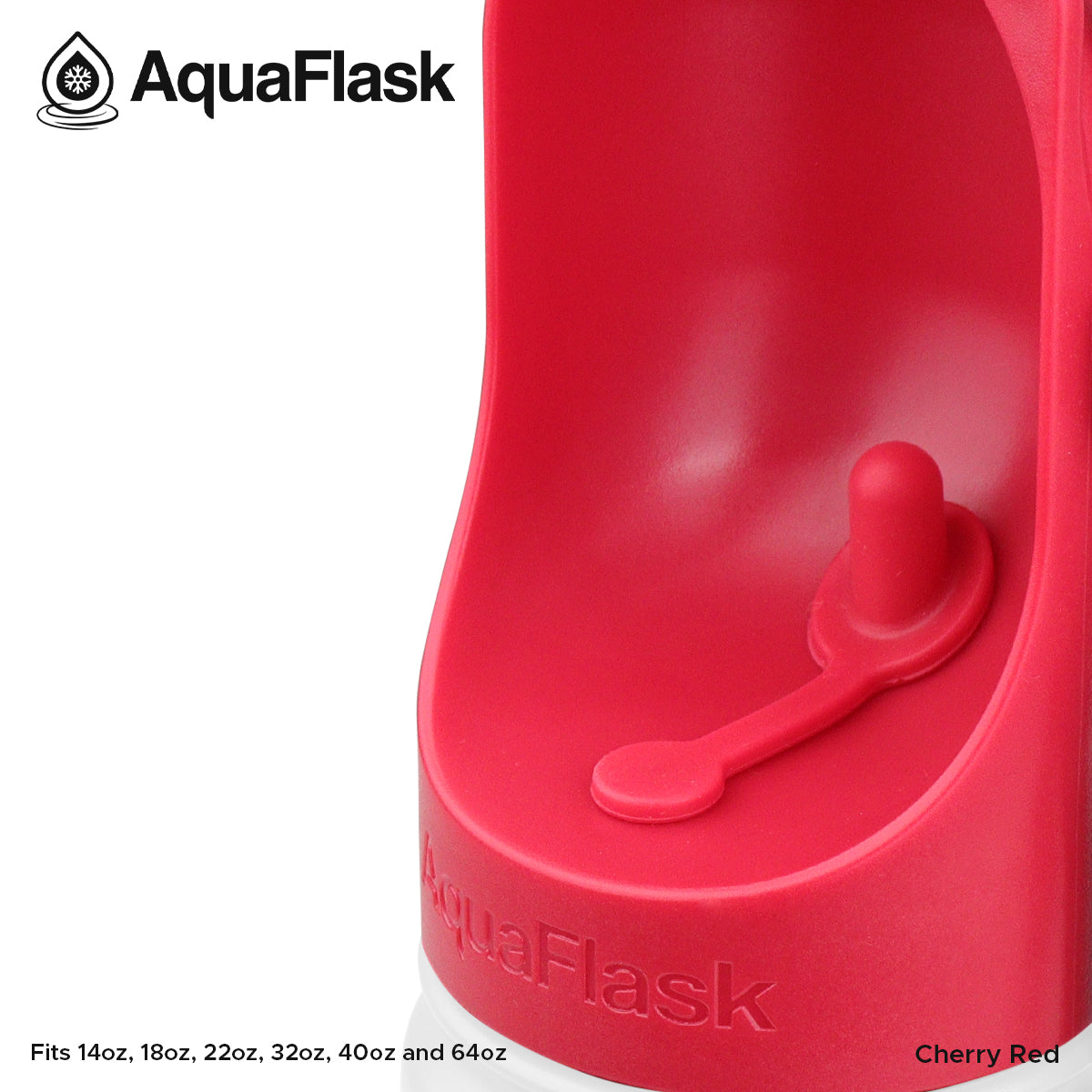 Red AquaFlask water bottle with cherry red color on a white background