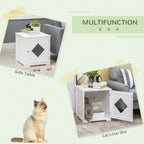 Hidden Cat Litter Box Enclosure Furniture | Modern End Table Cabinet