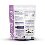 Dog food package with 'Healthybud' branding on a white background