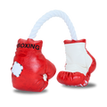 Dog toy Red boxing gloves with white rope on a white background