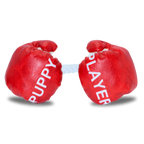 Dog toy Red boxing gloves with 'Puppy Slayer' text on a white background