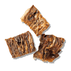 Three pieces of dried fish on a white background