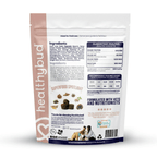 Dog food package with 'Healthybud' branding on a white background