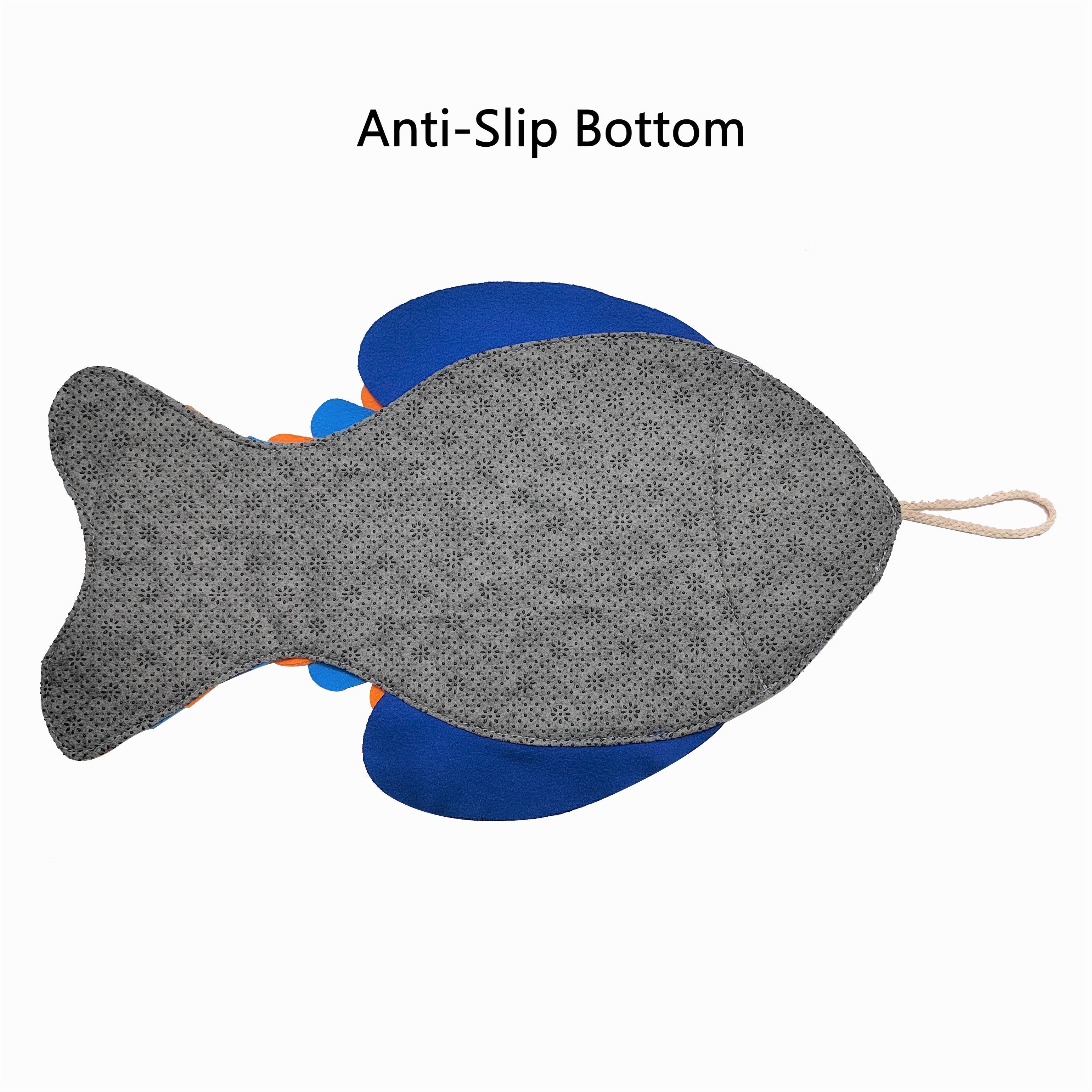 Fish-shaped snuffle mat with anti-slip bottom on a white background