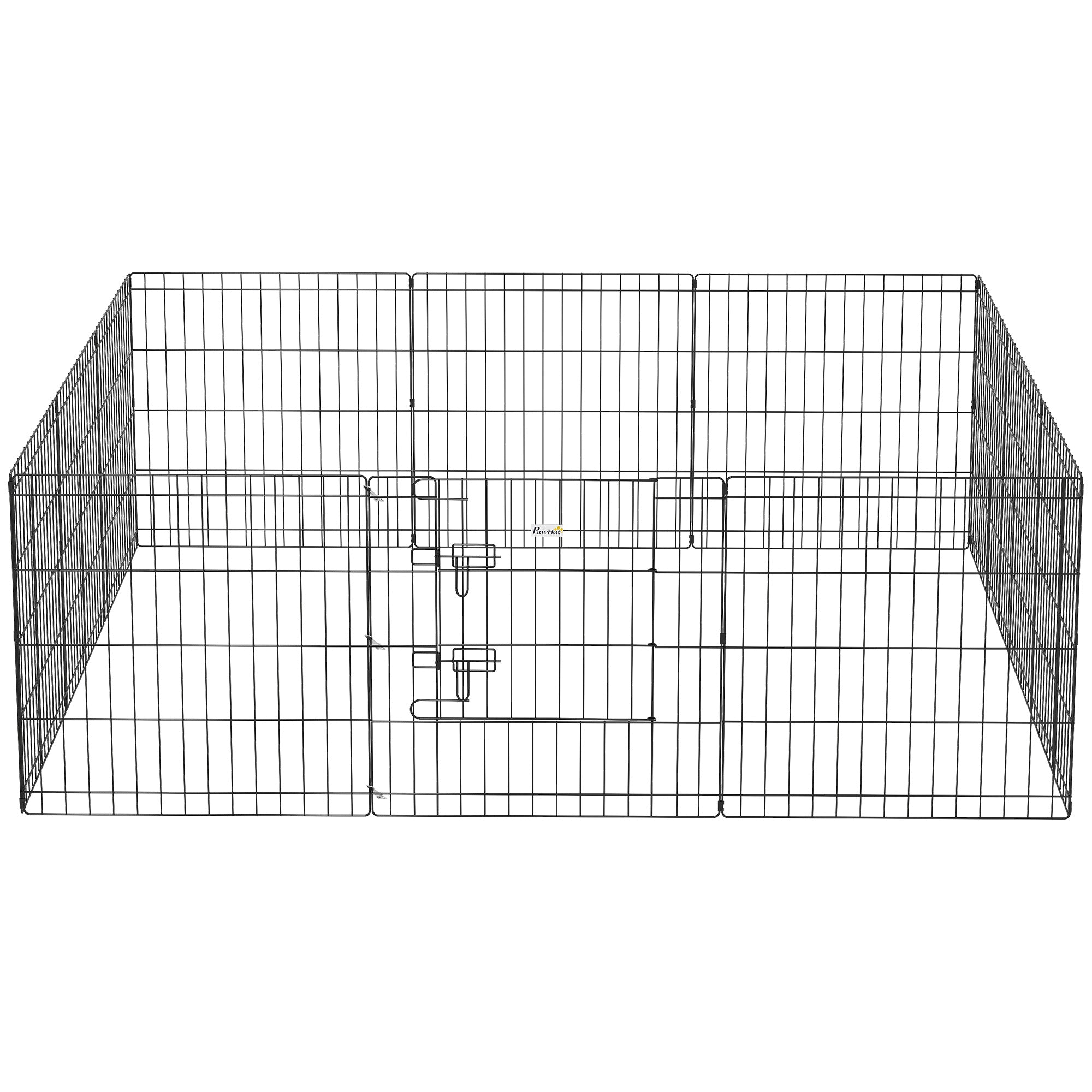 Metal pet playpen on a white background