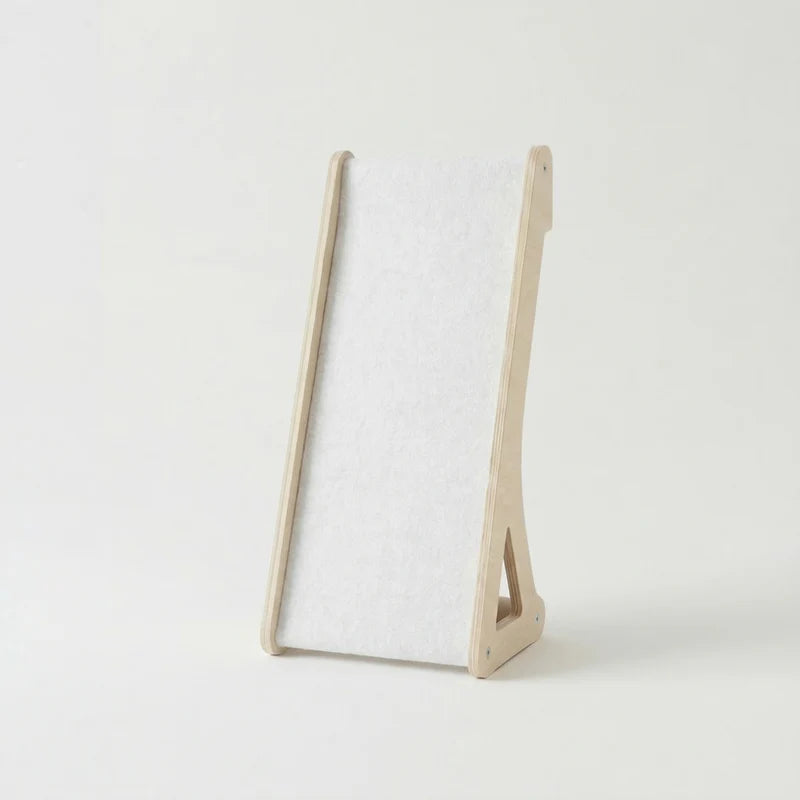 White felt cat scratcher on a white background