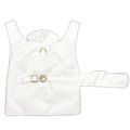 White dog raincoat with gold buckle on a white background