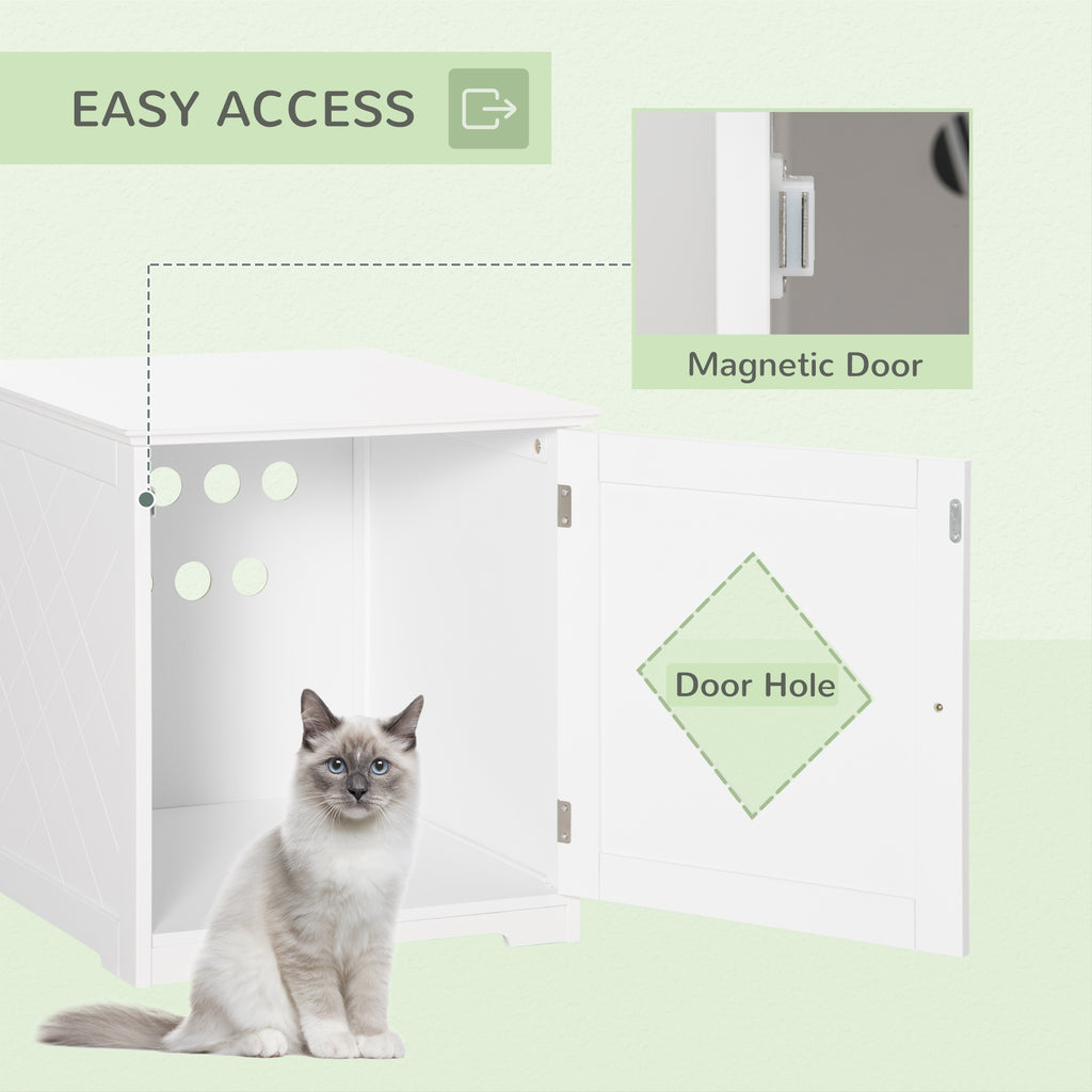 Hidden Cat Litter Box Enclosure Furniture | Modern End Table Cabinet