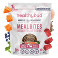 Package of healthybud Meal Bites with ingredients displayed on a green background