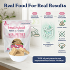 Healthybud meal patties packaging with product details and benefits on a white background