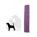 Purple dog chew toy with silhouettes of dogs on a white background