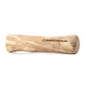 Wooden dog chew toy with 'OnlyOneTreats.com' branding on a white background