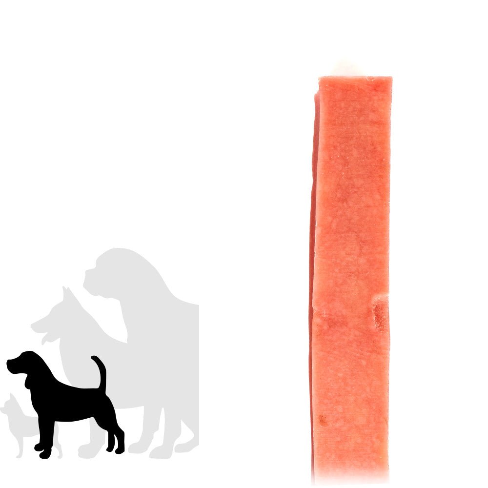Dog chew treat with silhouette of a dog on a white background