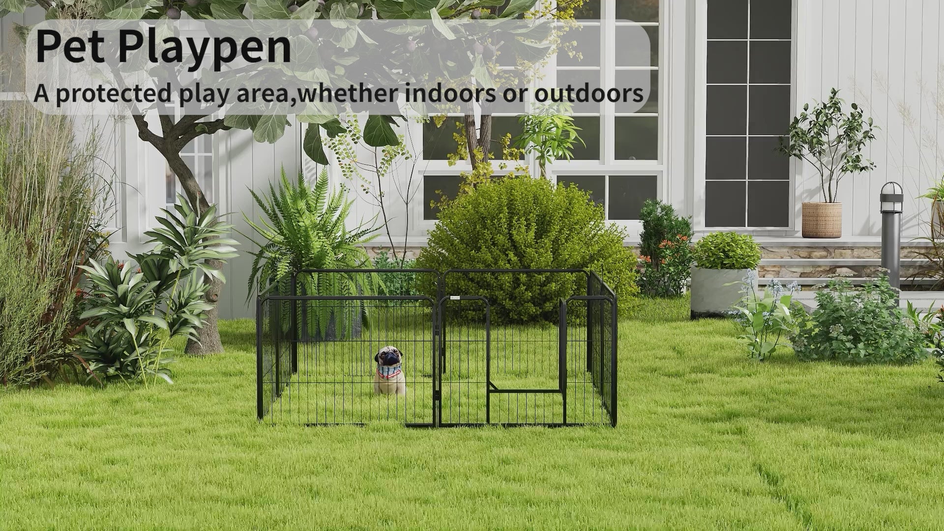 video of a pet playpen outdoors on grass
