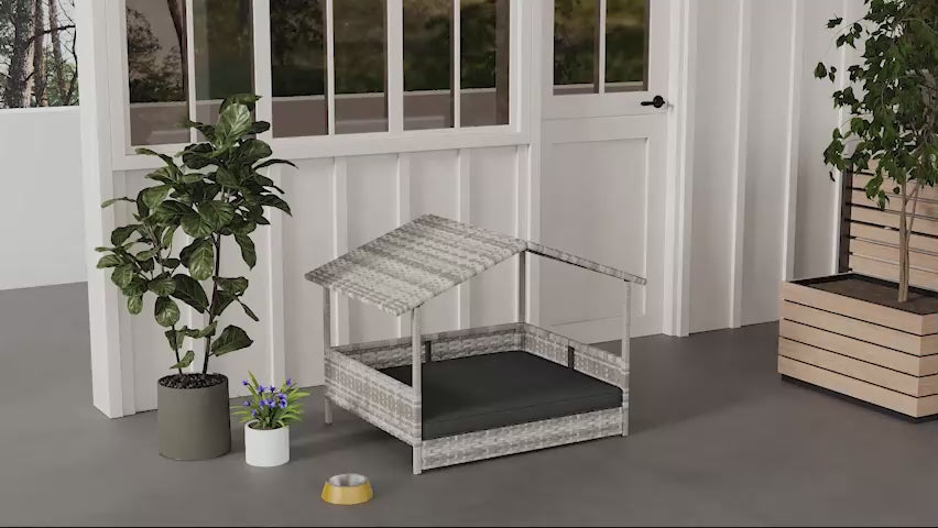 video showing a rattan dog covered bed