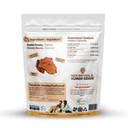 Package of Healthy Bud dog treats with ingredient and guaranteed analysis information on a white background