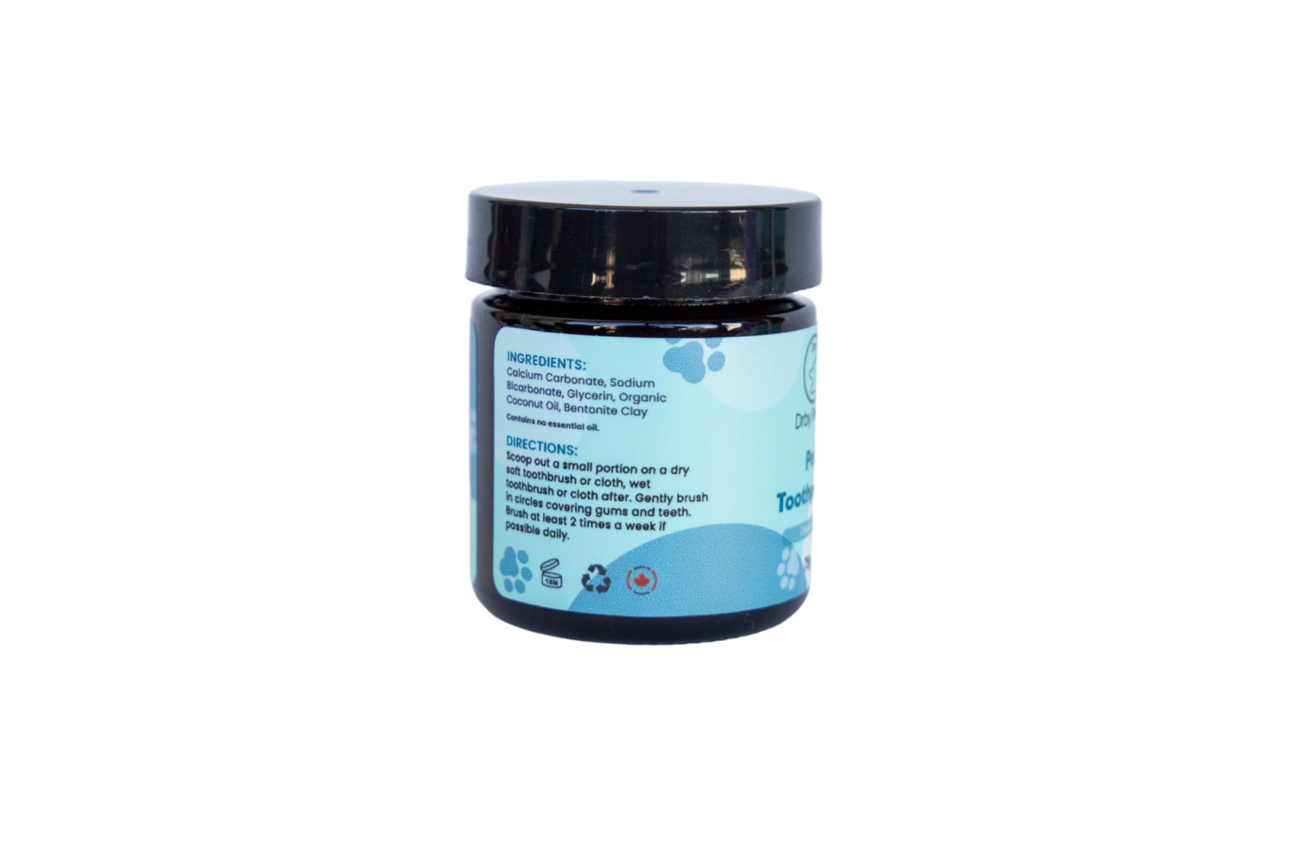 Jar with a blue label on a white background