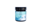Jar of pet toothpaste with a blue label on a white background