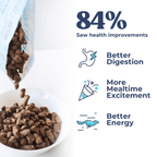 information about dog food mentioning an 84% health improvements for dogs