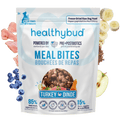 bag of healthybud meal bites with meat and fruits. 
