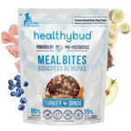 bag of healthybud meal bites with meat and fruits. 