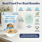Picture of dog food patty bag with images of the nutrition steps