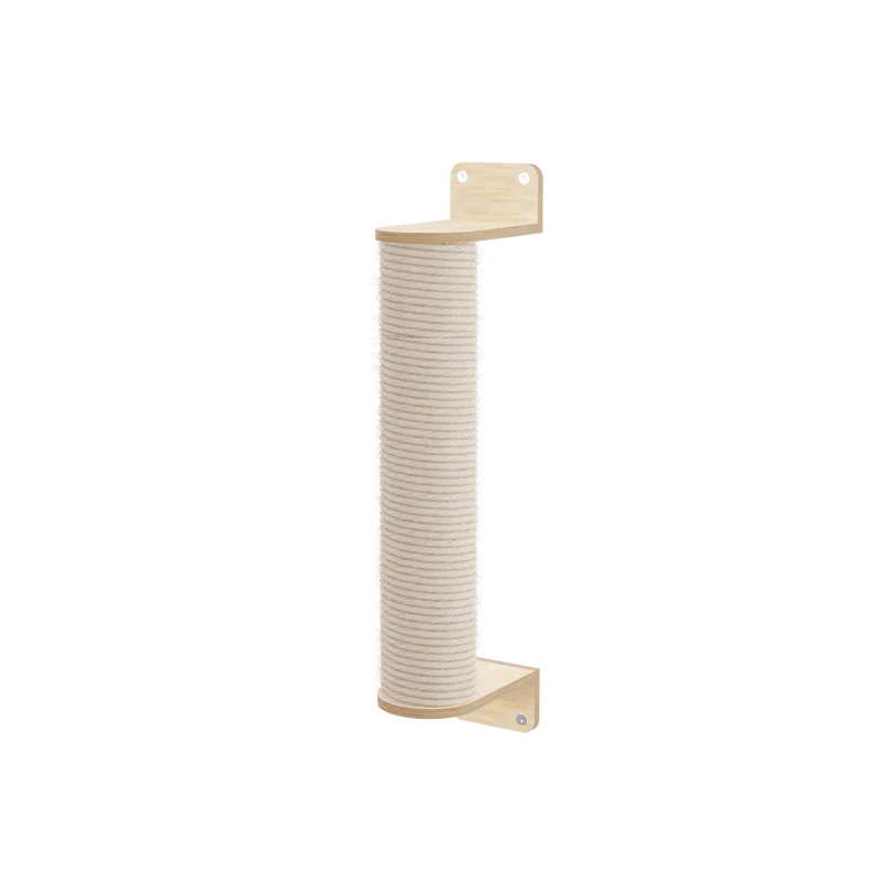 Wall-mounted cat scratching post n on a white background