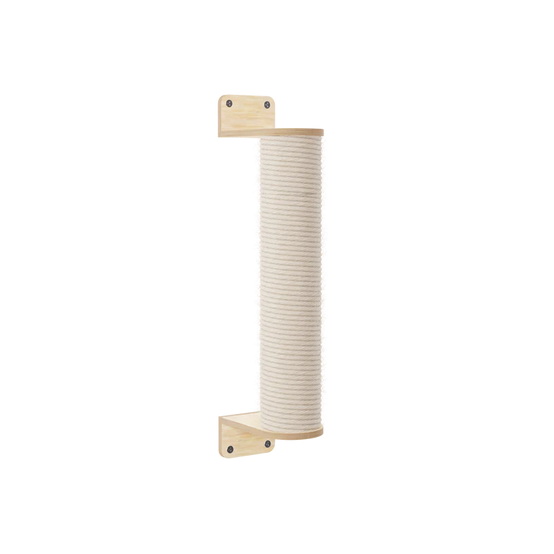Wall-mounted cat scratching post n on a white background