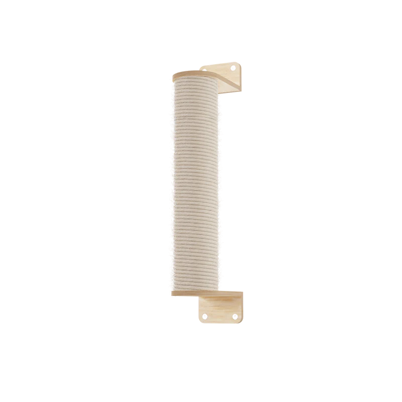 Wall-mounted cat scratching post n on a white background