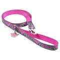 Pink and gray 'Wonder Woman' themed dog leash on a white background