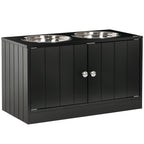 Elevated Dog Bowls for Large Dogs Pet Feeding Station with Stand, Storage, 2 Stainless Steel Food and Water Bowls, Black, 23.6" x 11.8" x 14"